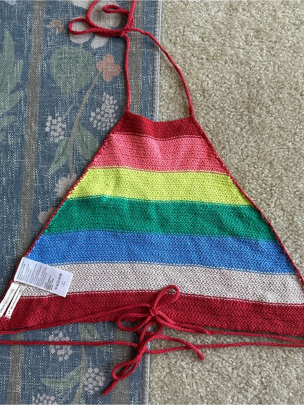 Rainbow Knit Halter Stripe Crop Top
